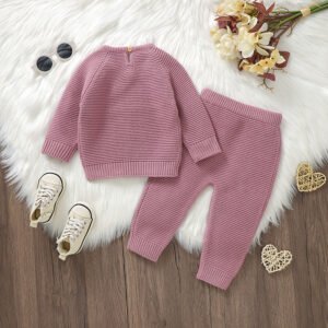 Heart Jacquard Long Sleeve Sweater & Pants Mimixiong