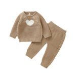 Heart Jacquard Long Sleeve Sweater & Pants Mimixiong