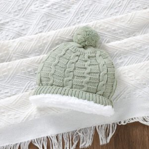 Solid Color Baby Fleece Romper & Hat Set Mimixiong