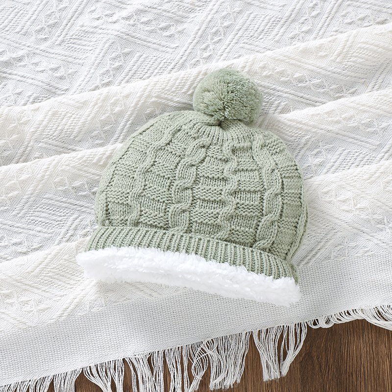 Solid Color Baby Fleece Romper & Hat Set Mimixiong