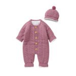 Solid Color Baby Fleece Romper & Hat Set Mimixiong