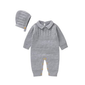 mimixiong Manufacturer Toddler Newborn Clothes Set Baby Outfits 2Pcs Set Plain Long Sleeve Romper With Hat Accept Customization