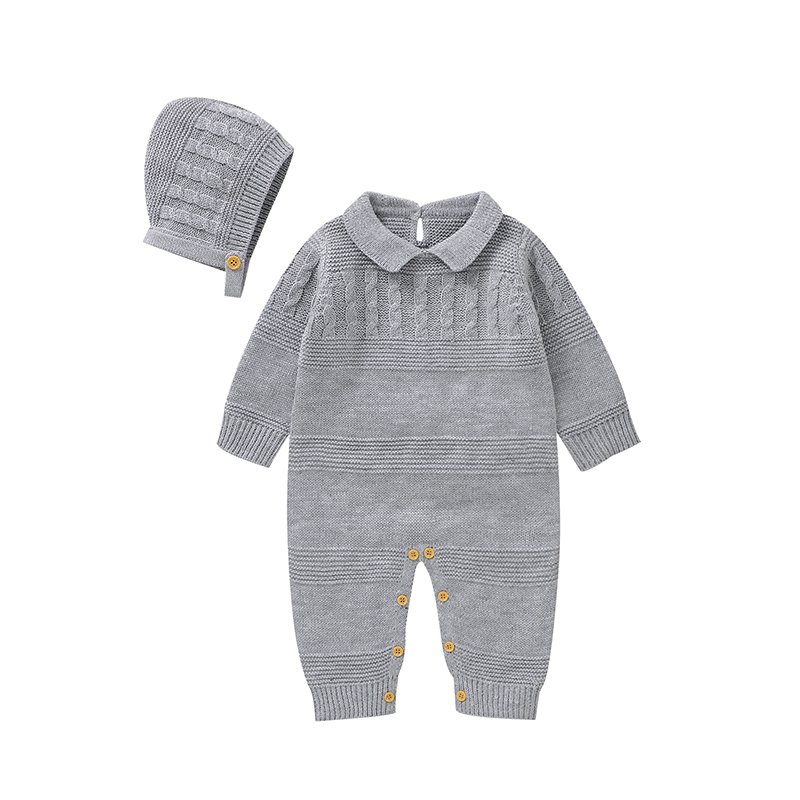 mimixiong Manufacturer Toddler Newborn Clothes Set Baby Outfits 2Pcs Set Plain Long Sleeve Romper With Hat Accept Customization