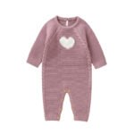 Mimixiong Top Sale Oeko-Tex Custom Toddlers' Newborn Baby Knitted Clothes Boutique Long Sleeve Heart Pattern Rompers Jumpsuits