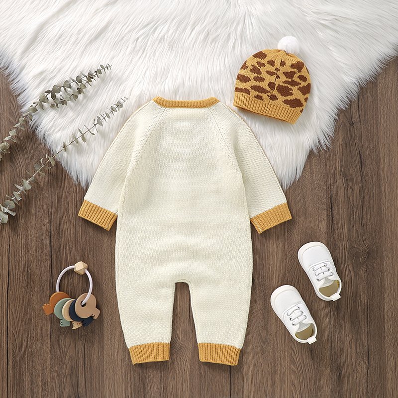 Cute Knitted Baby Romper & Hat Set Mimixiong