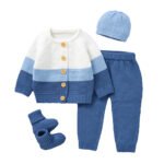 Mimixiong Baby Infant Clothing 4 Pcs Sets Baby Sweater & Pant & Shoes & Hat Beautiful Baby Sets