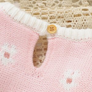 OEKO-TEX Baby Girls Bowknot Knitted Long Sleeve Rompers Mimixiong