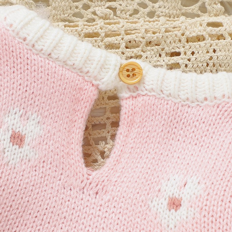 OEKO-TEX Baby Girls Bowknot Knitted Long Sleeve Rompers Mimixiong