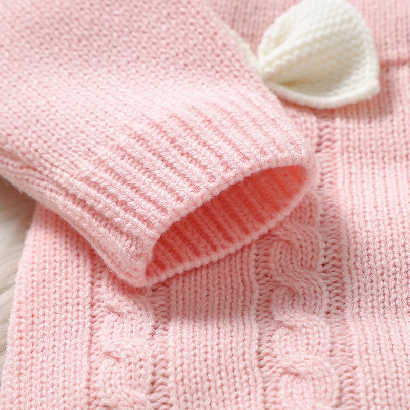 OEKO-TEX Baby Girls Bowknot Knitted Long Sleeve Rompers Mimixiong