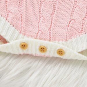 OEKO-TEX Baby Girls Bowknot Knitted Long Sleeve Rompers Mimixiong