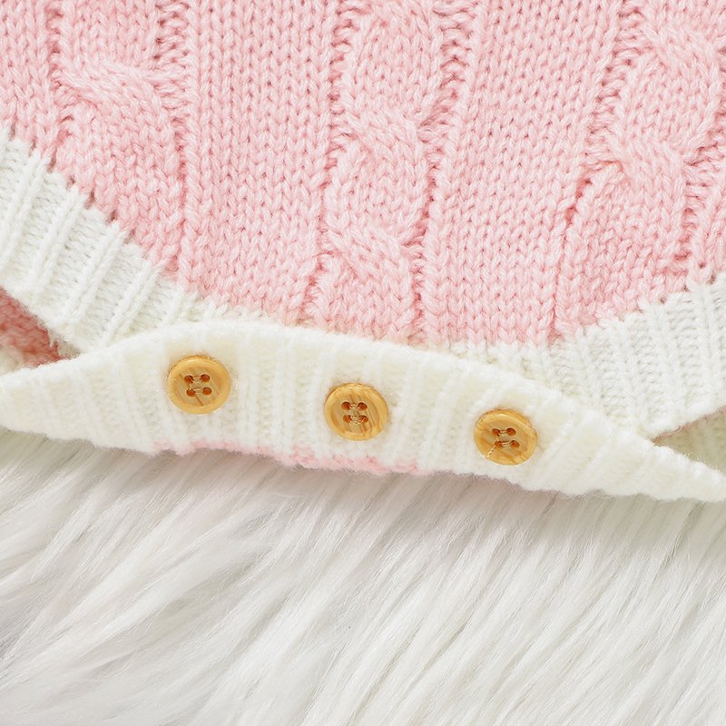 OEKO-TEX Baby Girls Bowknot Knitted Long Sleeve Rompers Mimixiong