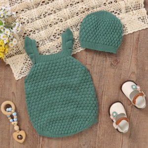 Sleeveless Baby Suspender Pants & Hat Set Mimixiong