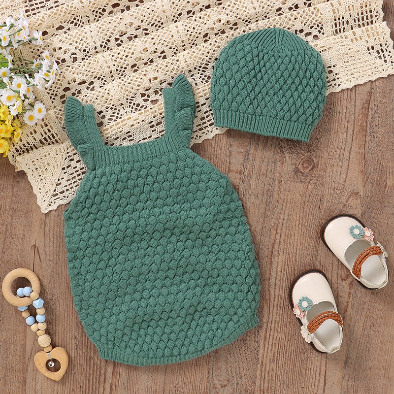 Sleeveless Baby Suspender Pants & Hat Set Mimixiong