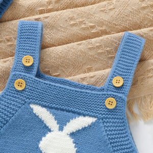 Soft Knitted Easter Bunny Baby Romper & Hat Mimixiong