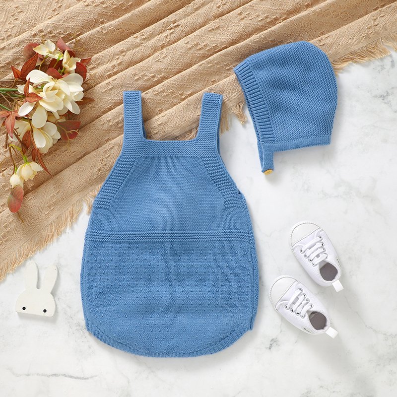 Soft Knitted Easter Bunny Baby Romper & Hat Mimixiong