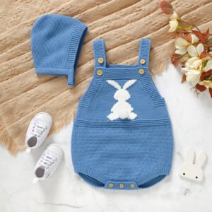 Soft Knitted Easter Bunny Baby Romper & Hat Mimixiong