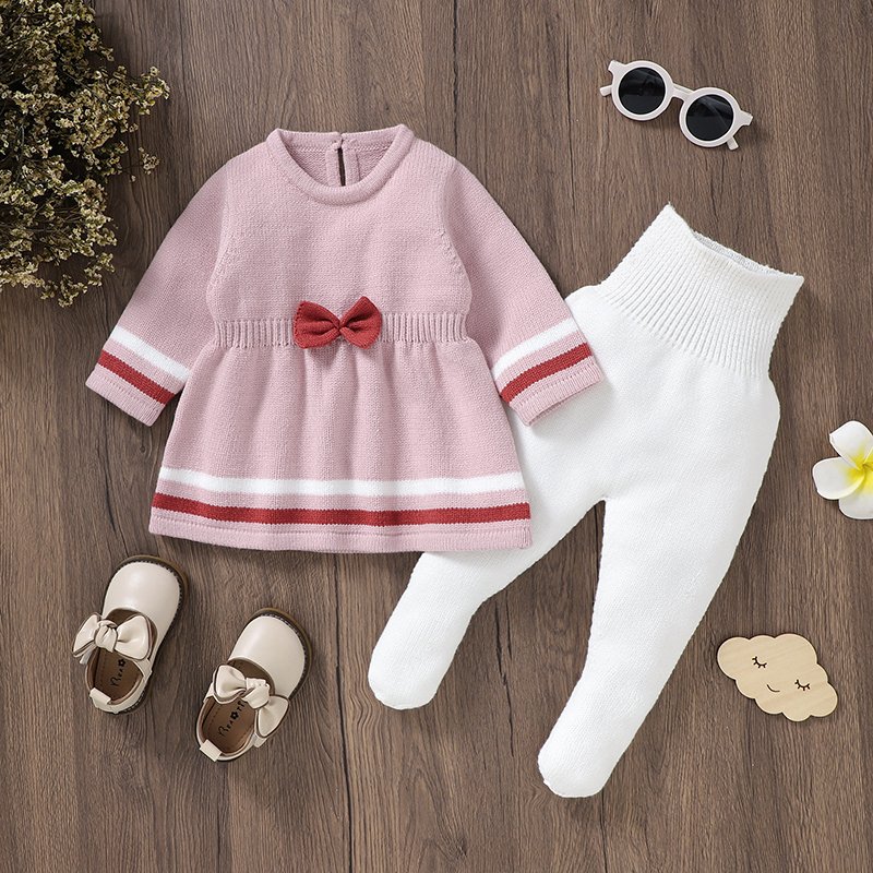 High Quality Bow Girl Bodysuit Dress & Pant Set Mimixiong