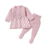 Mimixiong Wholesale High Quality Set Newborn Toddler Baby Autumn Winter Soft Clothing Set Baby Knitted Footie Pants Girl Dresses