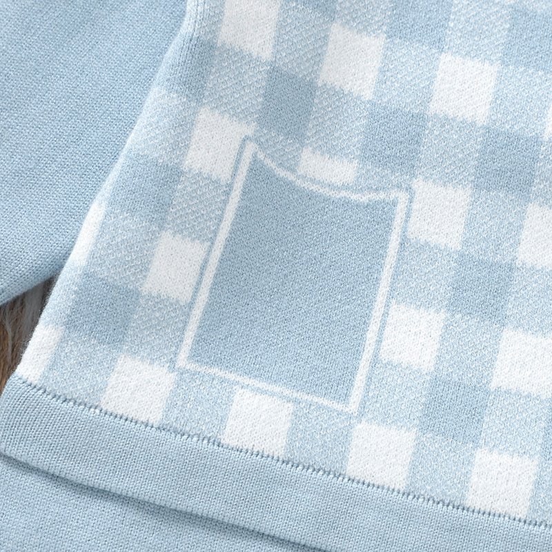 Custom Newborn Bodysuit Knitted Tartan Jumpsuit Mimixiong