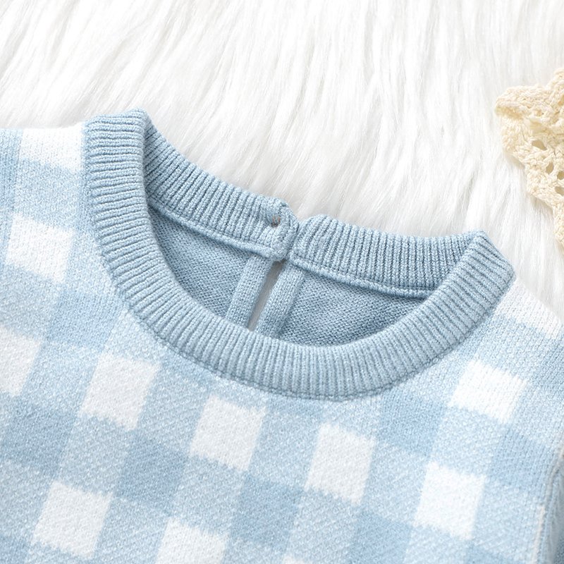 Custom Newborn Bodysuit Knitted Tartan Jumpsuit Mimixiong