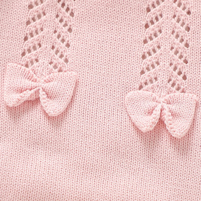 Oeko-tex Baby Girls Bowknot Knitted Romper Mimixiong