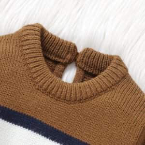 Striped Pattern Baby Foot Binding Romper Mimixiong