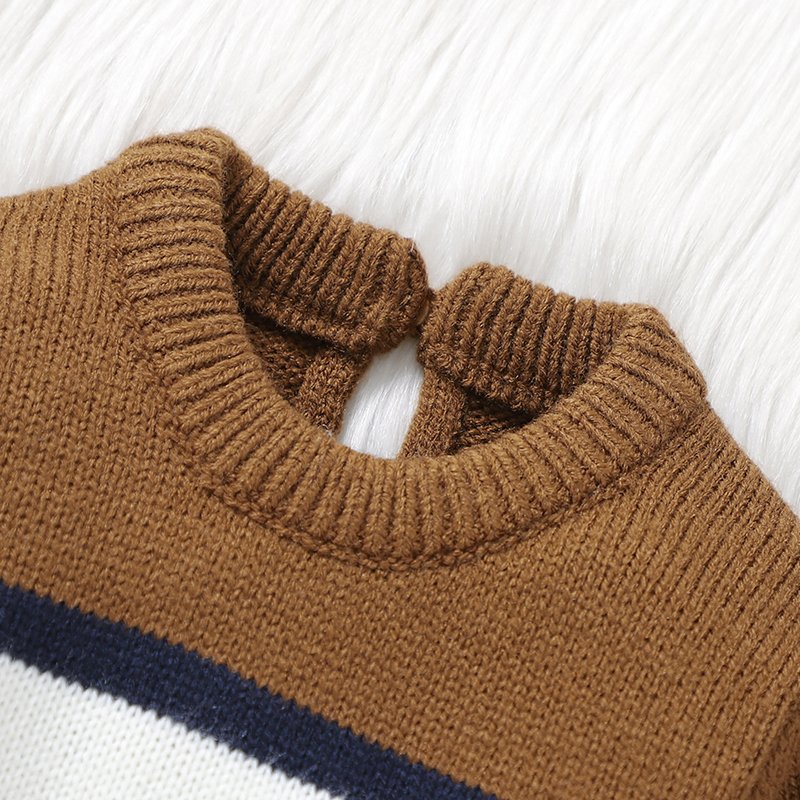 Striped Pattern Baby Foot Binding Romper Mimixiong