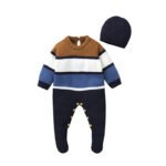 Striped Pattern Baby Foot Binding Romper Mimixiong
