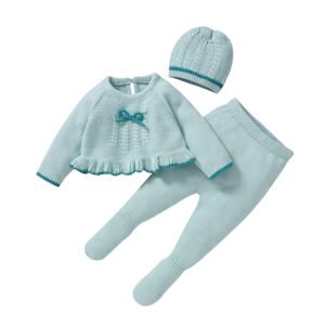 Sweater & Footed Pants & Hat Soft 3Pcs Baby Set Mimixiong