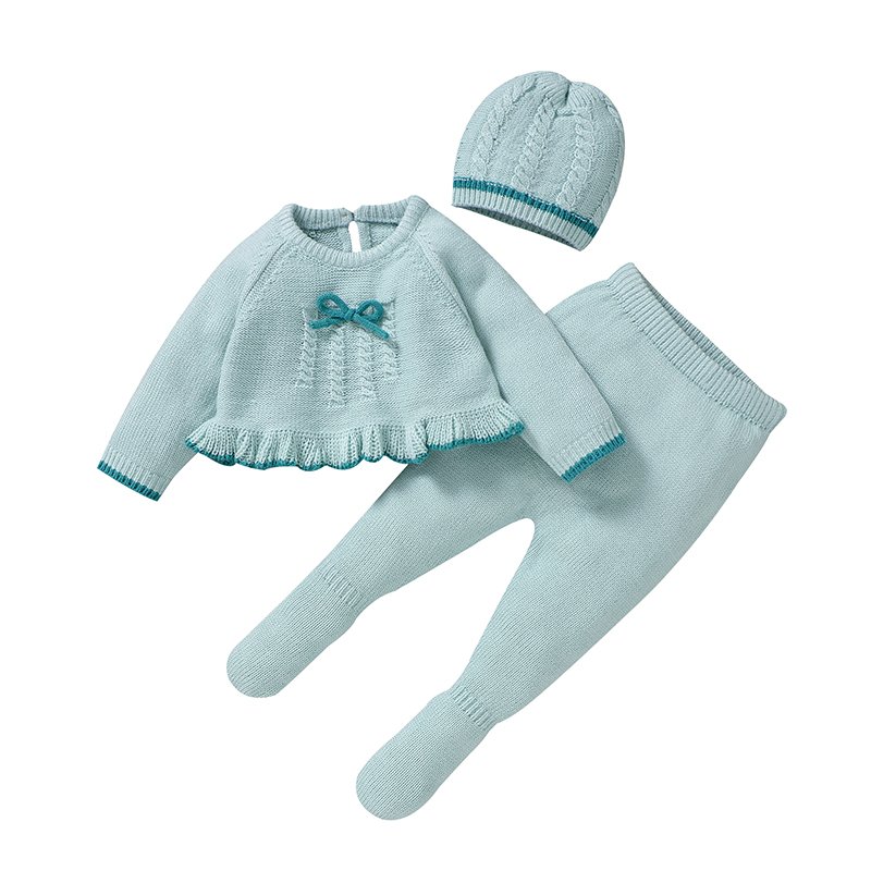 Sweater & Footed Pants & Hat Soft 3Pcs Baby Set Mimixiong