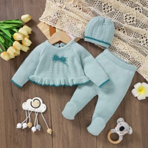 Sweater & Footed Pants & Hat Soft 3Pcs Baby Set Mimixiong