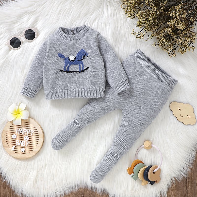 Wholesale Cartoon Baby Sweater & Pant Knit Winter Clothes Mimixiong