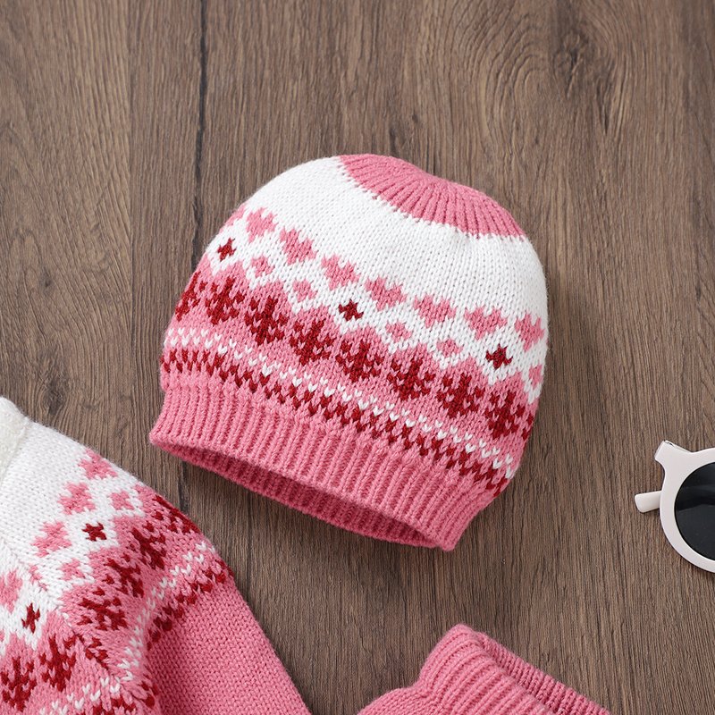 Newborn Baby Girls Sweater, Footie Pants & Hat 3Pcs Set Mimixiong