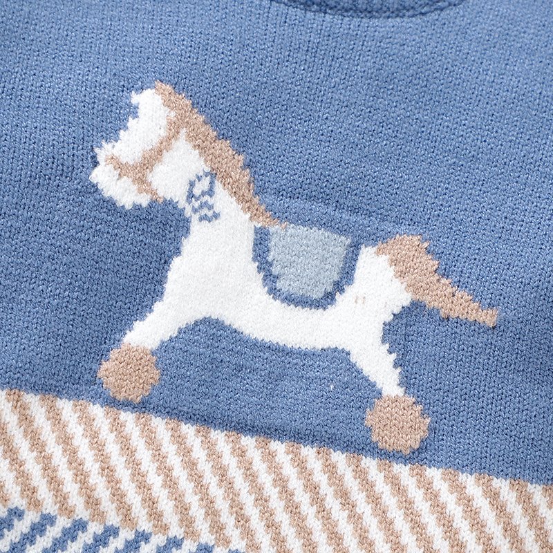 Horse Pattern Baby Sweater Romper Long Sleeve Mimixiong