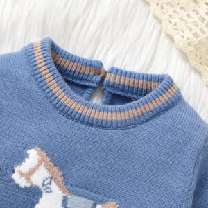 Horse Pattern Baby Sweater Romper Long Sleeve Mimixiong