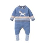 Mimixiong New Style Horse Pattern Baby Clothes Newborn Long Sleeve Knitted Footie Baby Sweater Romper Toddlers Clothes
