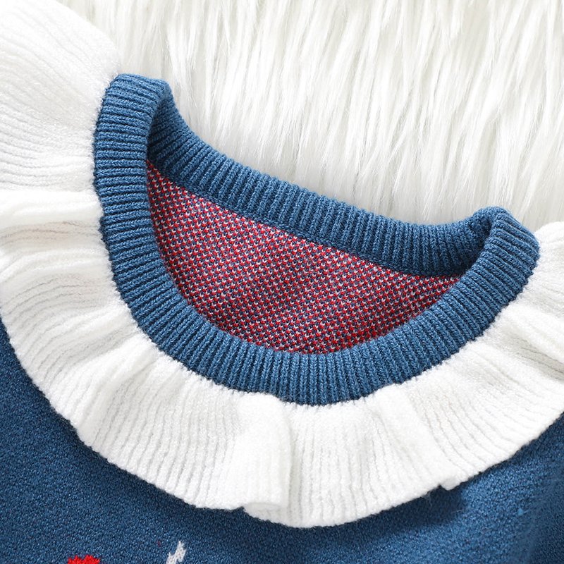 Hot Sale Newborn Cherry Baby Sweater with Collar Mimixiong