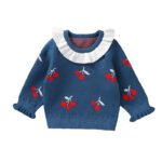 Hot Sale Newborn Cherry Baby Sweater with Collar Mimixiong