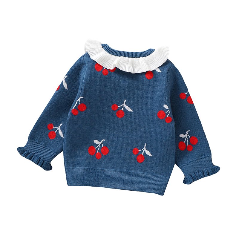 Hot Sale Newborn Cherry Baby Sweater with Collar Mimixiong