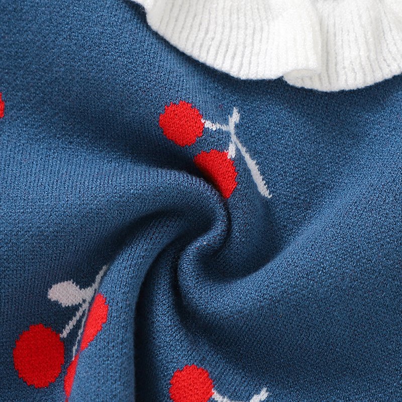 Hot Sale Newborn Cherry Baby Sweater with Collar Mimixiong