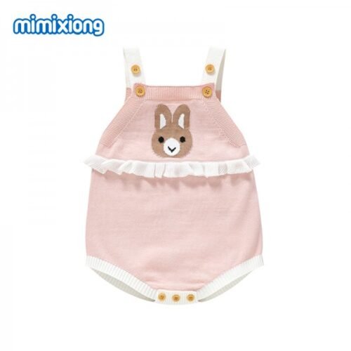 2025 Mimixiong Bunny pattern Cute girls baby knitted cotton Romper newborn babies jumpsuits knit clothing