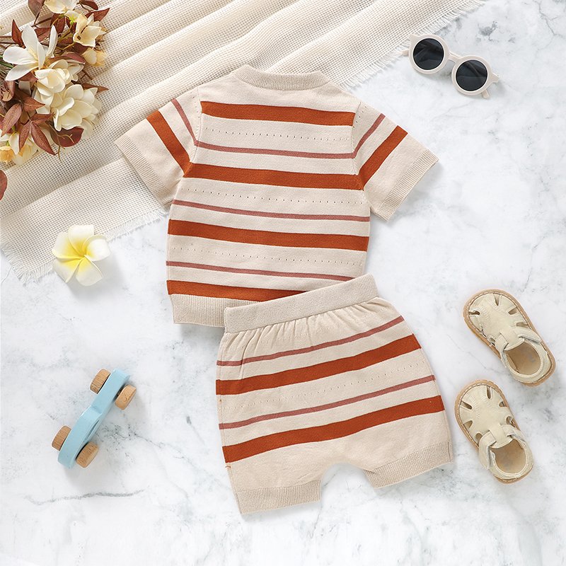 Summer Baby Streak Set Knitted T-shirt & Pant Mimixiong