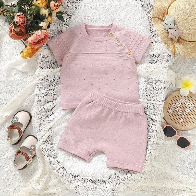 Customize Baby Summer Knit T-Shirt & Shorts Set Mimixiong