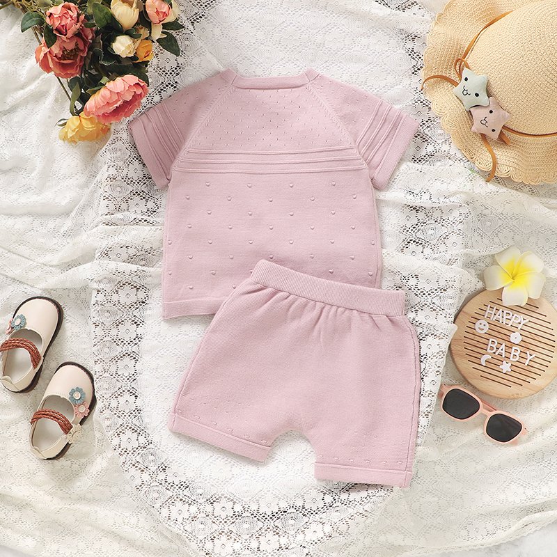 Customize Baby Summer Knit T-Shirt & Shorts Set Mimixiong