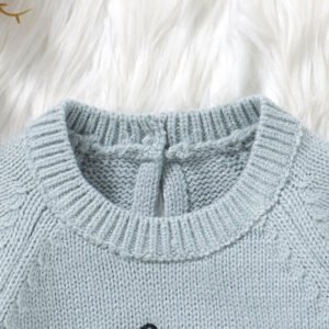 Hot Sale Embroidered Bunny Baby Girl Romper Knitted Mimixiong