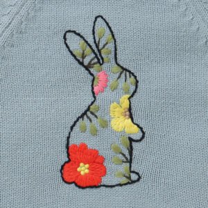 Hot Sale Embroidered Bunny Baby Girl Romper Knitted Mimixiong
