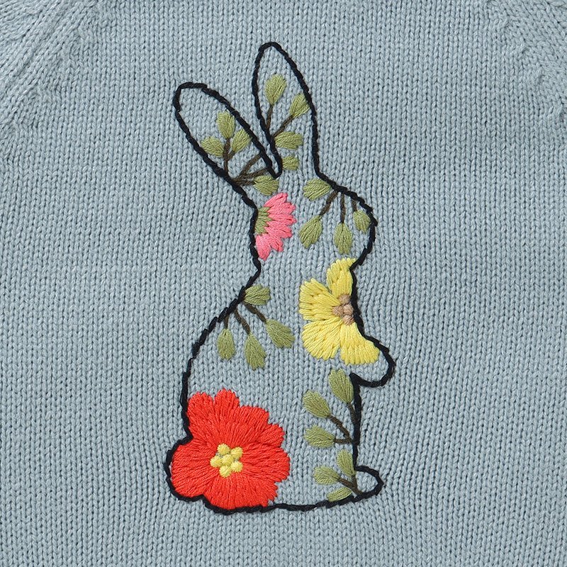 Hot Sale Embroidered Bunny Baby Girl Romper Knitted Mimixiong