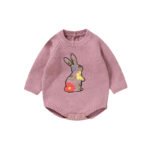 Hot Sale Embroidered Bunny Baby Girl Romper Knitted Mimixiong