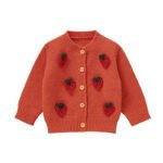 Mimixiong Custom Baby Girl Cardigans 3D Strawberry Patterned Baby Knitted Clothes