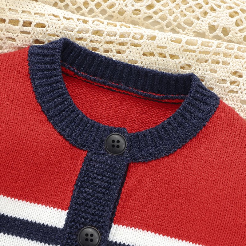 New Style Streak Pattern Baby Knitted Cardigan Mimixiong
